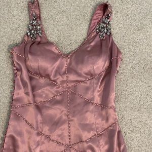 Light pink satin gown.